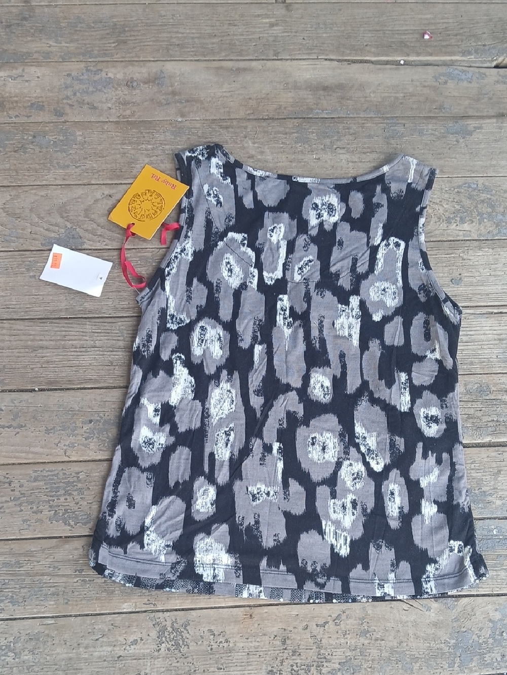 Ruby Rd. Black, Sequined Gray & Light Blue Patterned Sleeveless Top - Picture 4 of 4